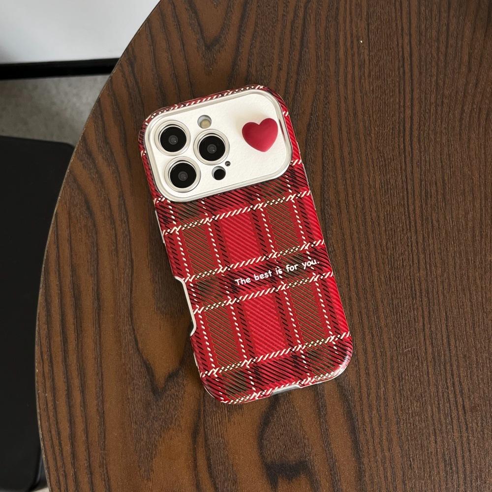 Red Plaid Heart Case For iPhone