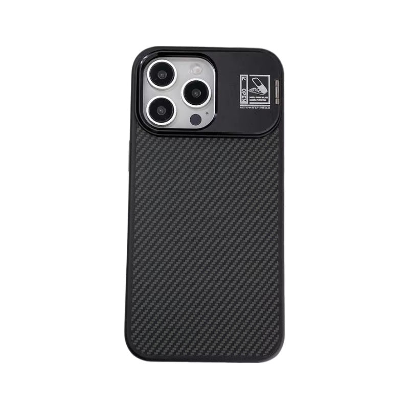 Shockproof Carbon Fiber Texture With Lens Holder Case For iPhone