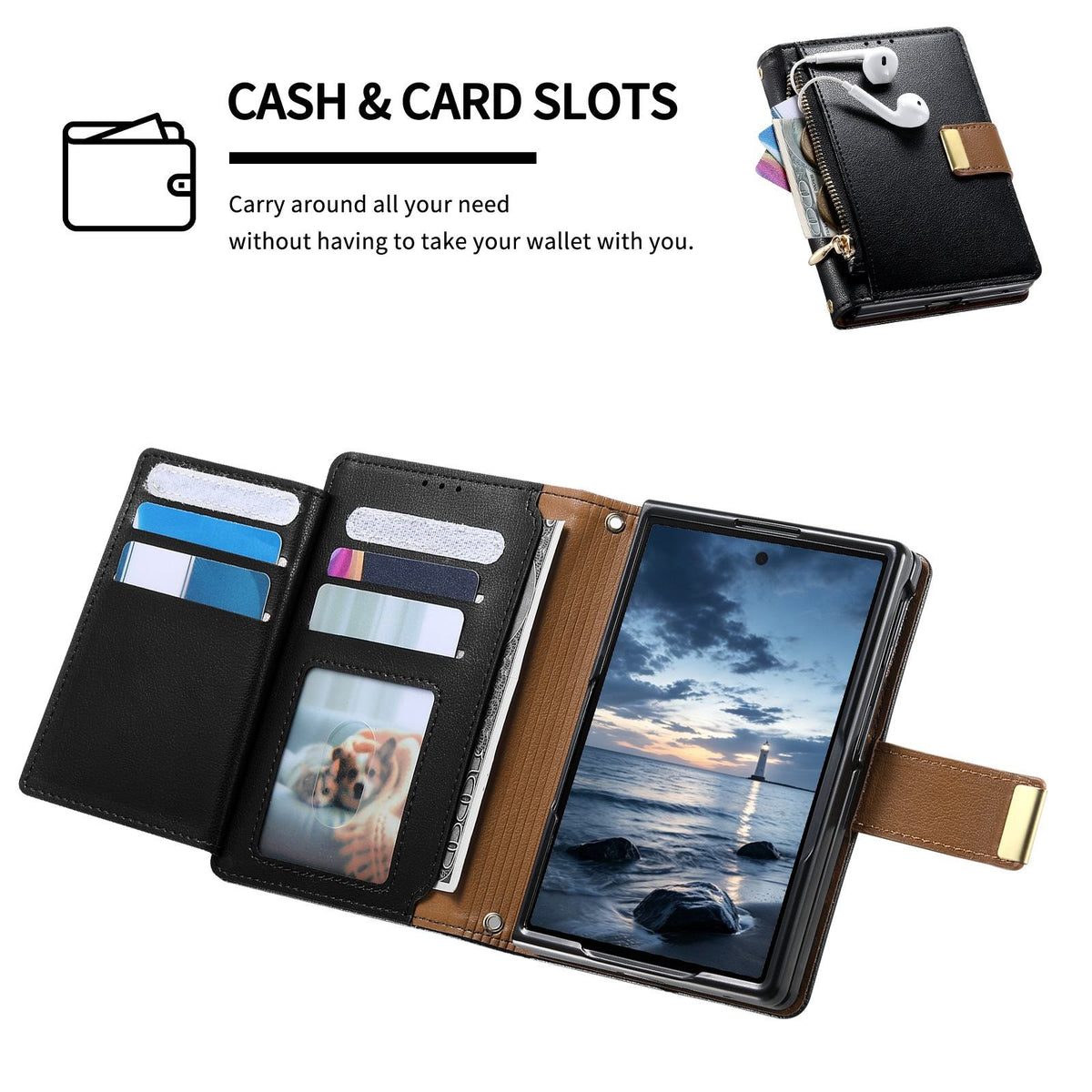 ZipperPocket Flip Case For iPhone Duo