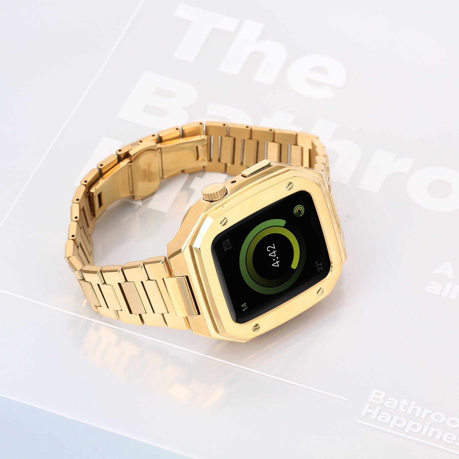 Auriglo Premium Metal Case And Stainless Steel Straps ( 44MM) new gold