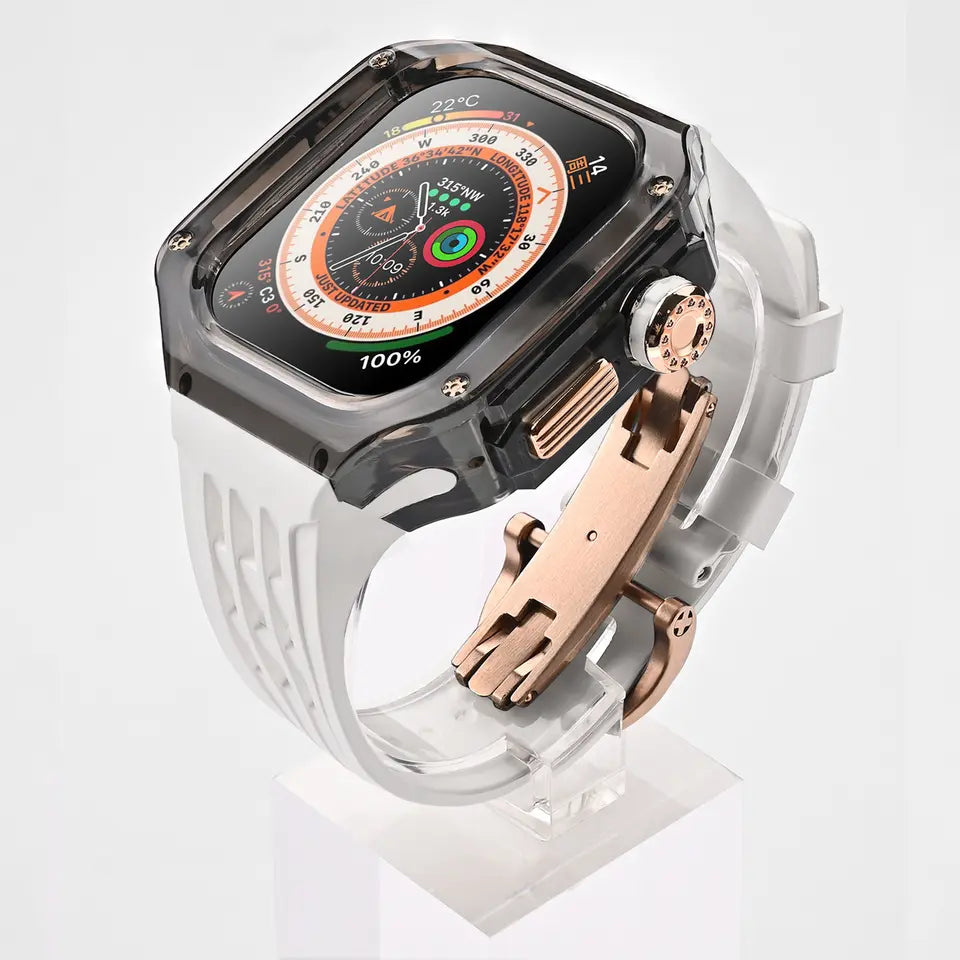Transparent 49 MM Mod Kit Watch Case For Apple Ultra Watch (Orange - Black)