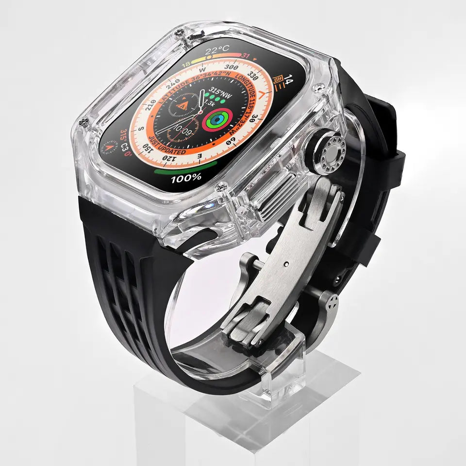 Transparent 49 MM Mod Kit Watch Case For Apple Ultra Watch (Orange - Black)