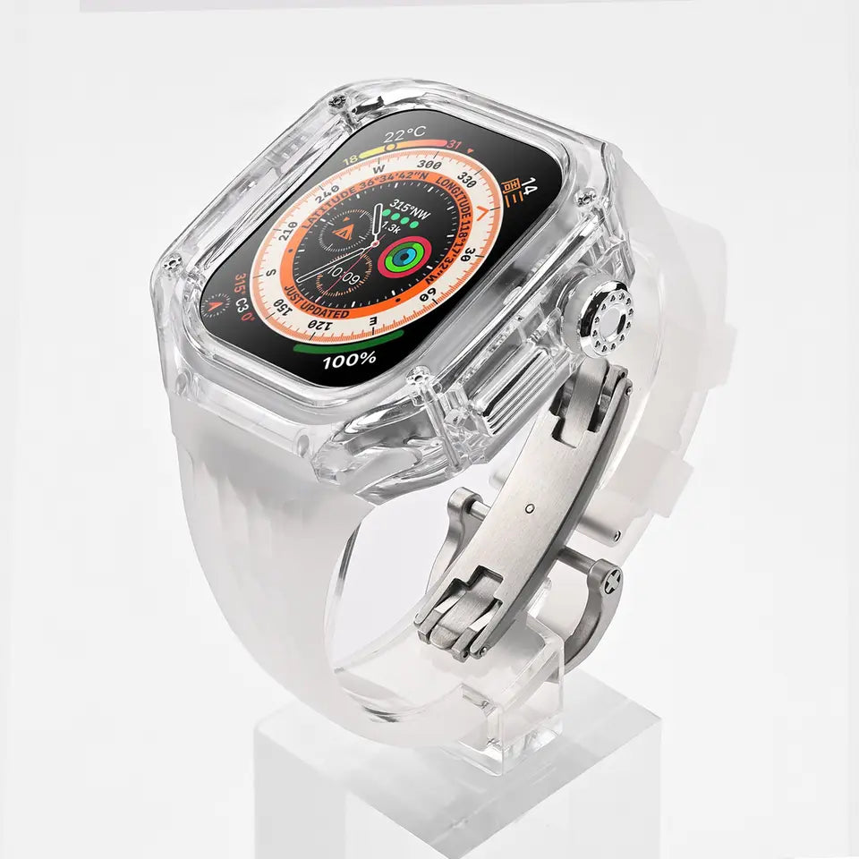 Transparent 49 MM Mod Kit Watch Case For Apple Ultra Watch (Orange - Black)