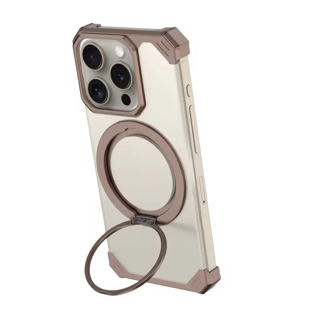 Glass And Aluminum Frame With Stand Case For iPhone