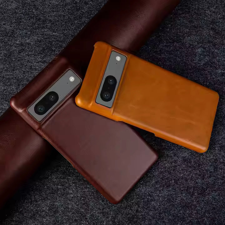 Genuine Leather Case For Google Pixel Phone (Oil Wax Pattern)