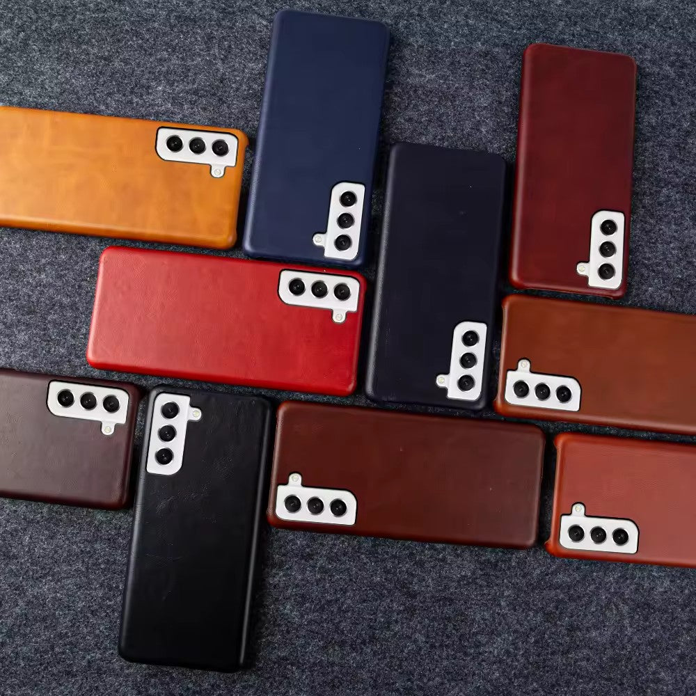 Luxury Real Leather S Series Phone Case For Samsung (Oil Wax Pattern)