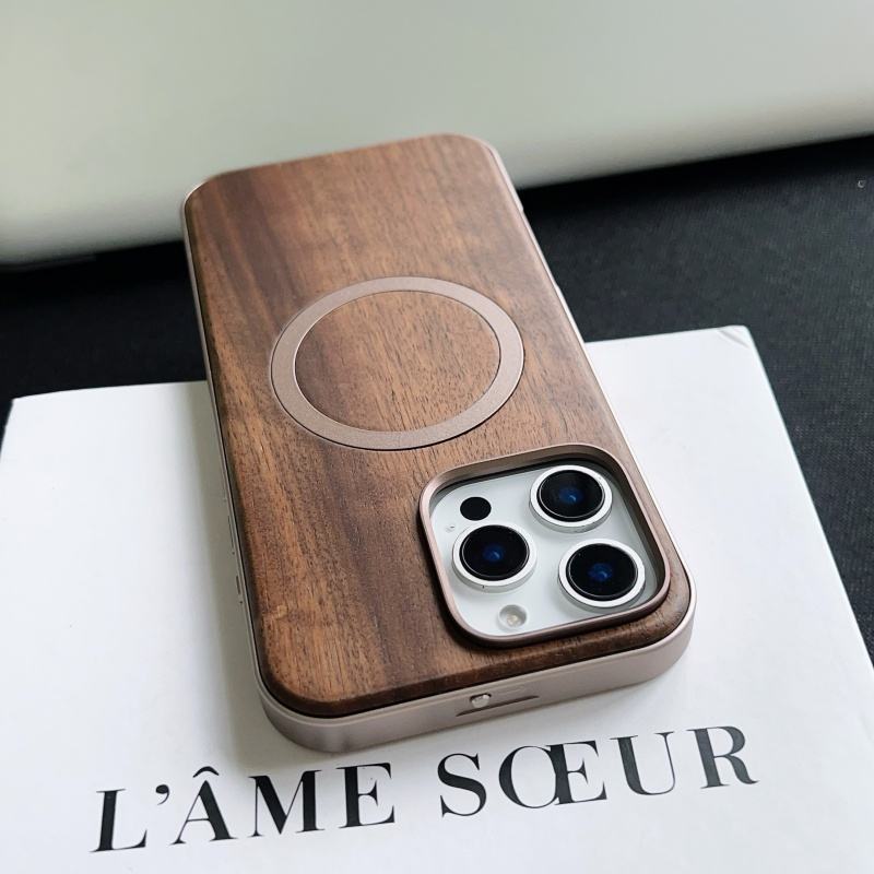 WoodenBack Metal Side Case For iPhone