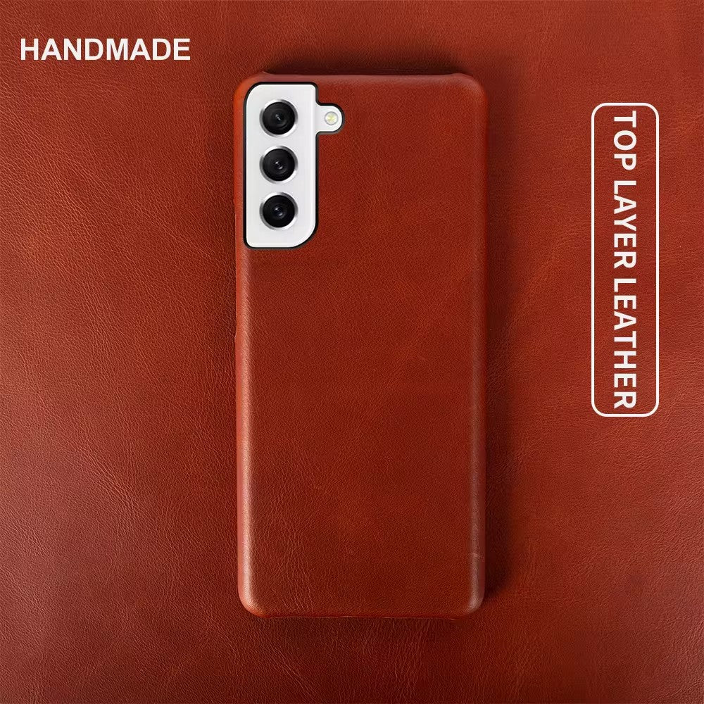 Luxury Real Leather S Series Phone Case For Samsung (Oil Wax Pattern)