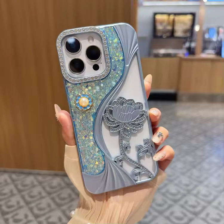 Luxury Glitter Lotus Case For iPhone