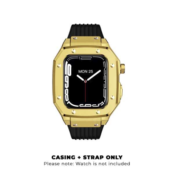 Auriglo Luxury Stainless Steel Case with Silicon Strap (44-45MM) – Gold