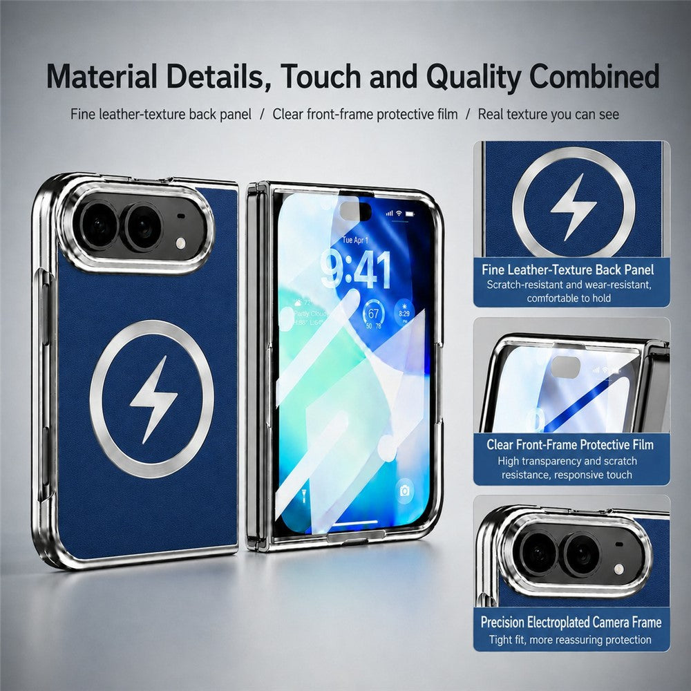 Magnetic Folio Case With Leather Texture Back for iPhone Duo