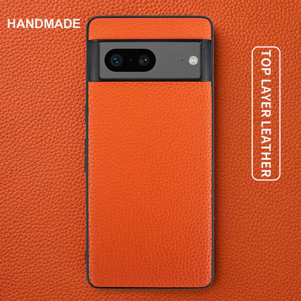 Genuine Leather Case For Google Pixel Phone (lychee pattern)