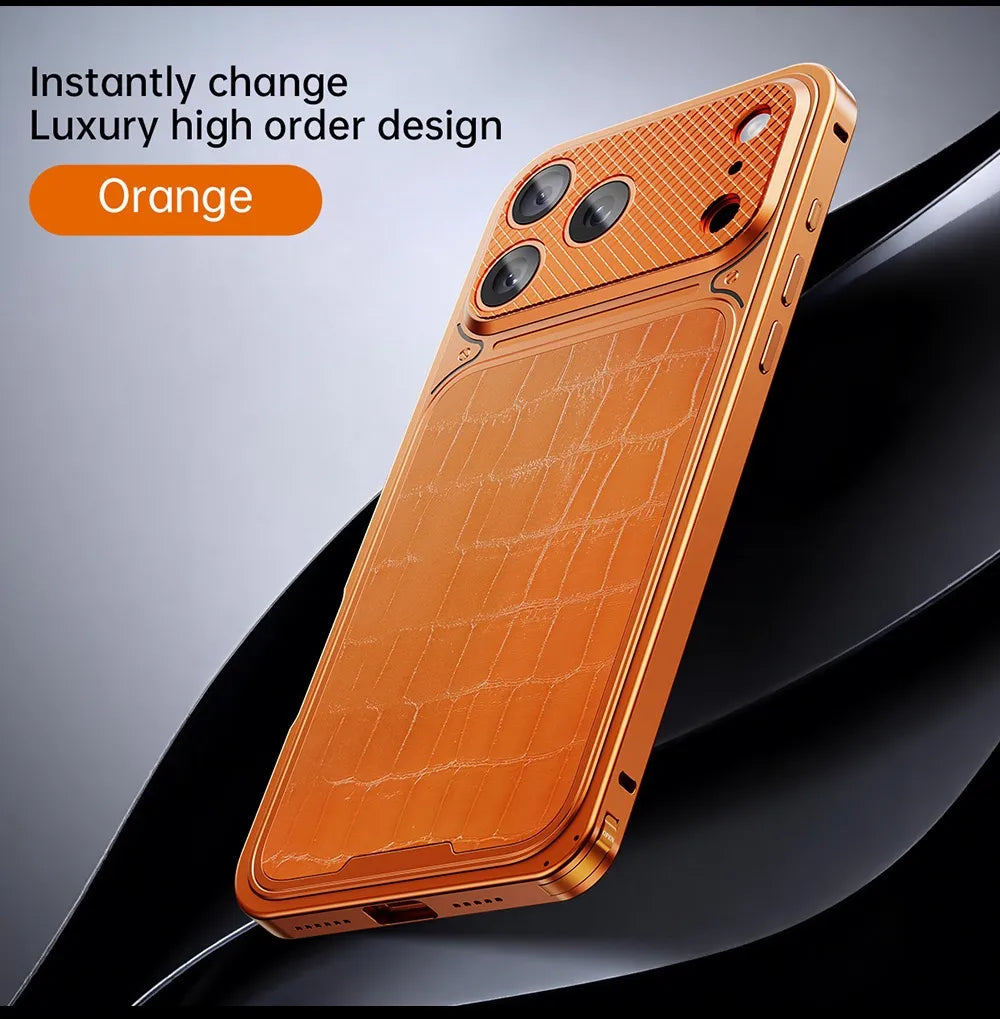 Alligator Pattern Metal Case For iPhone