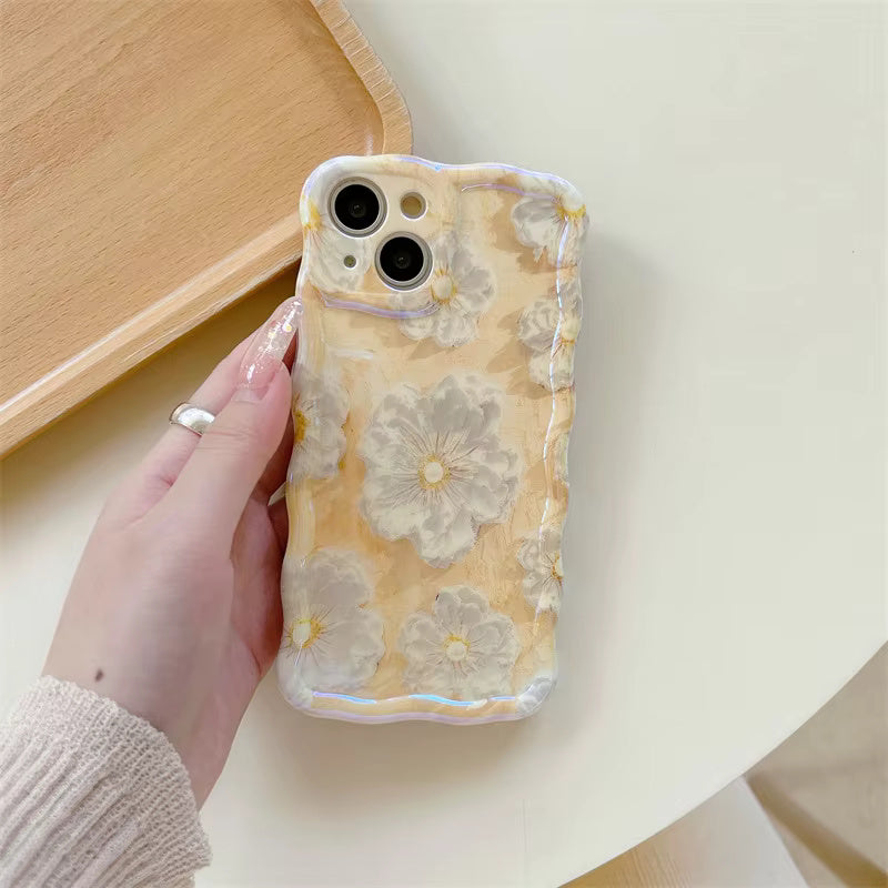 OilPaint White Flower Case For iPhone