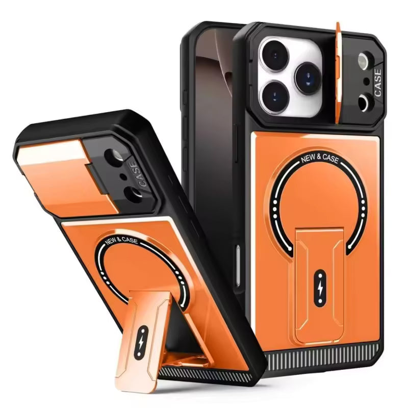 Lens And Back Kickstand Case For iPhone