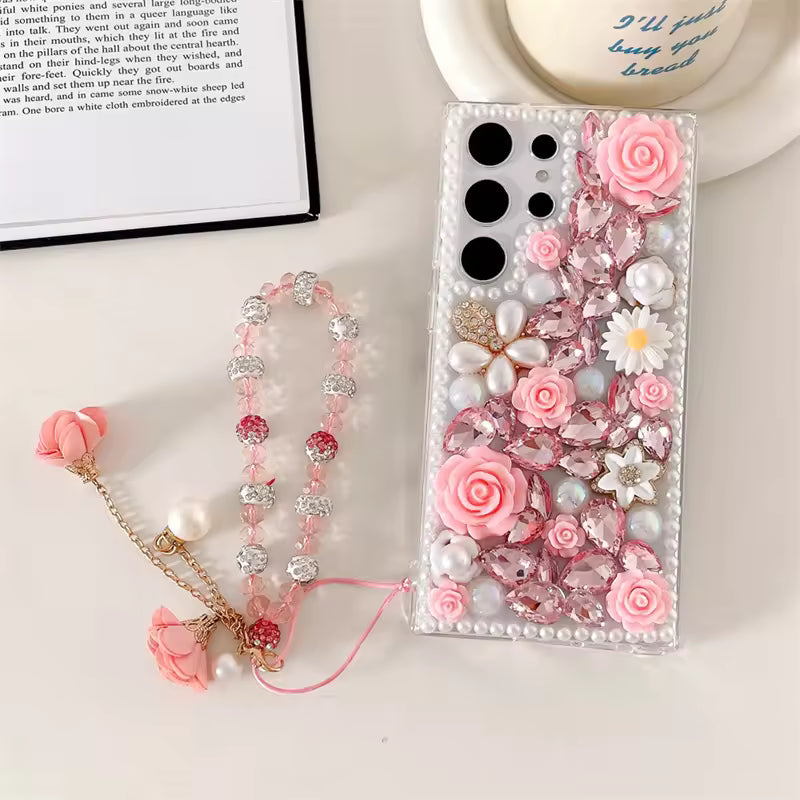 RoseBloom Pearl Crystal Case For Samsung