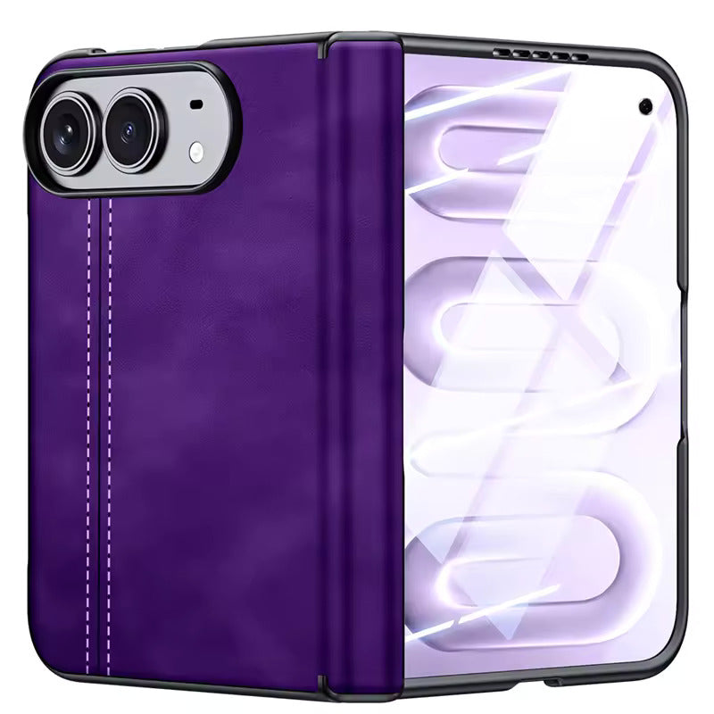 Saffiano Leather Pattern Flip Phone Case For iPhone Duo