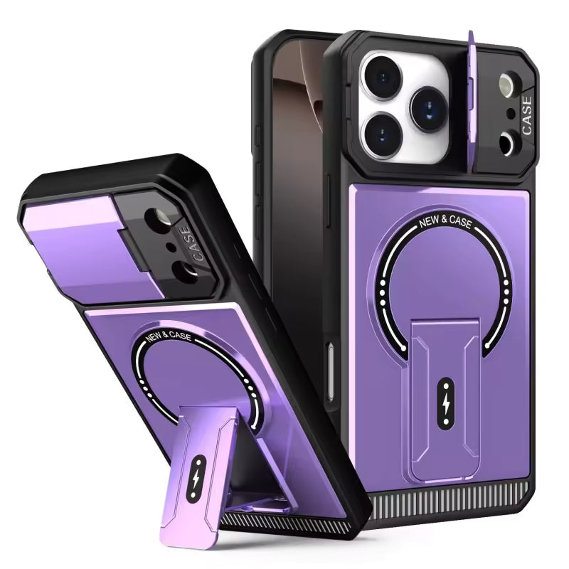 Lens And Back Kickstand Case For iPhone