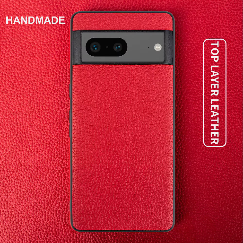 Genuine Leather Case For Google Pixel Phone (lychee pattern)