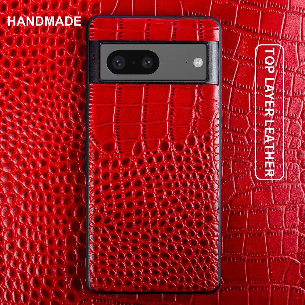 Genuine Leather Case For Google Pixel Phone (Crocodile Pattern)
