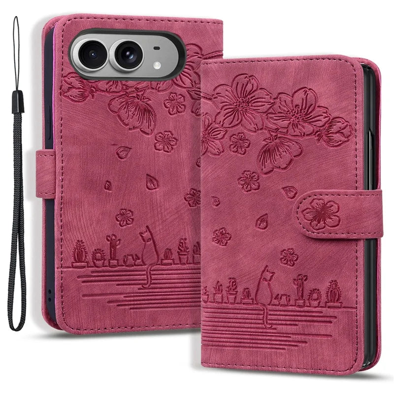 CherryBlossom Cat Imprinted Case For iPhone Duo