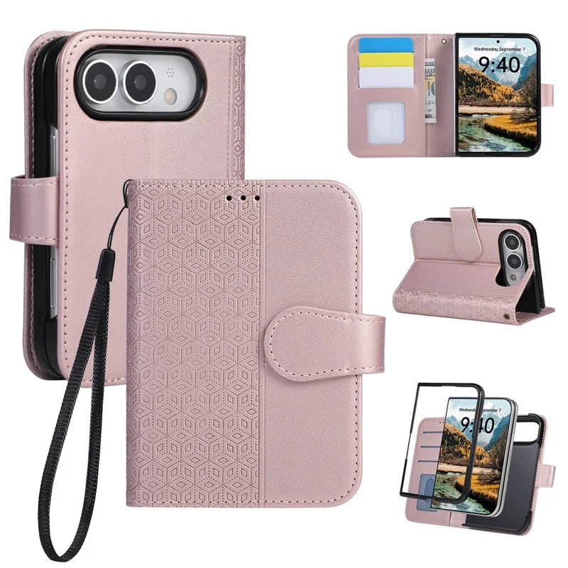 Magnetic Rhombus Leather Wallet Case For iPhone Duo