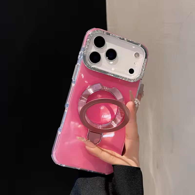 Glossy Phone Case with 360° Ring Stand for iPhone