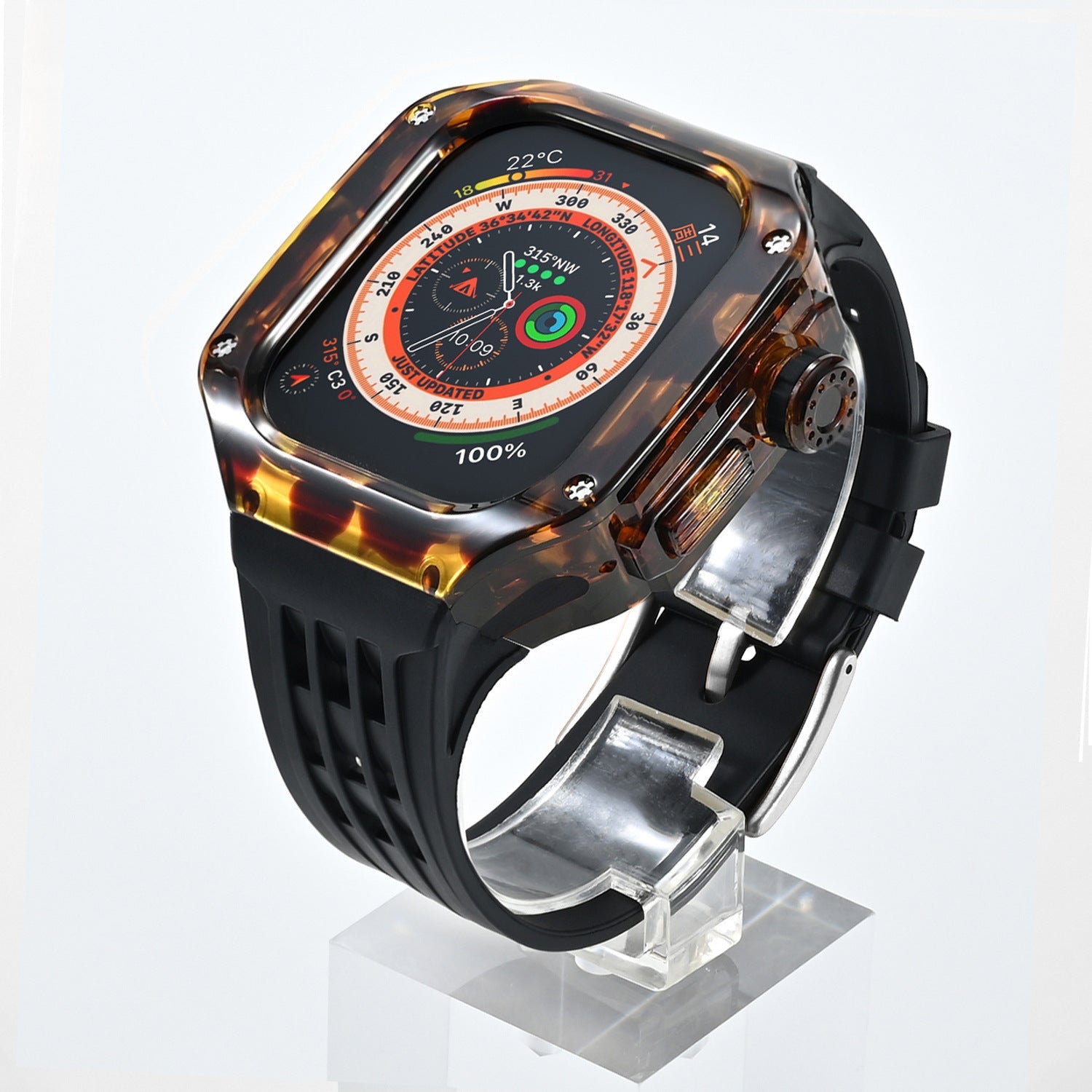 Tiger Pattern 44-45mm Mod Kit Watch Case For Apple Ultra Watch