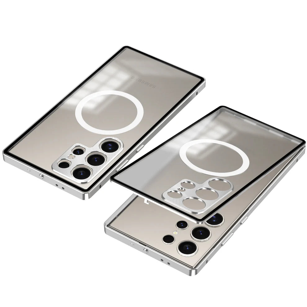 Acrylic Back With Metal Bumper Shell For Samsung