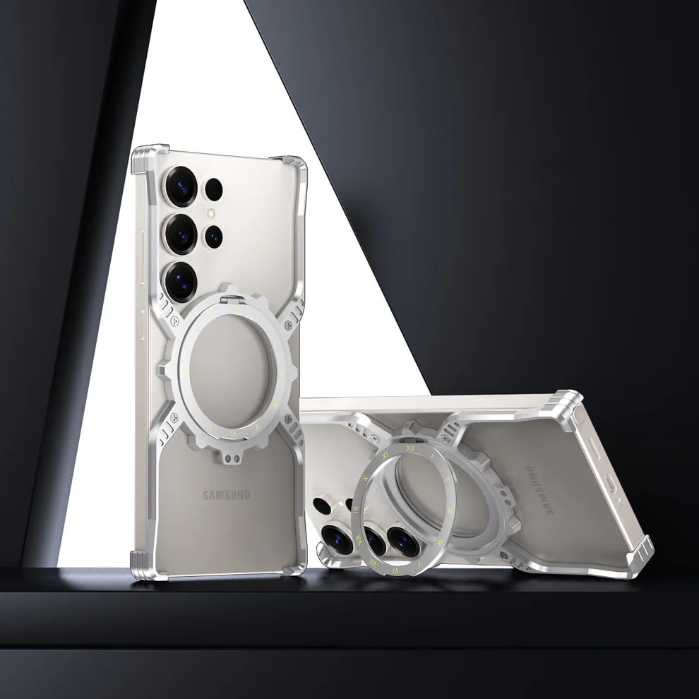King X Mechanical Gear With Pivot Ring Stand Case For Samsung