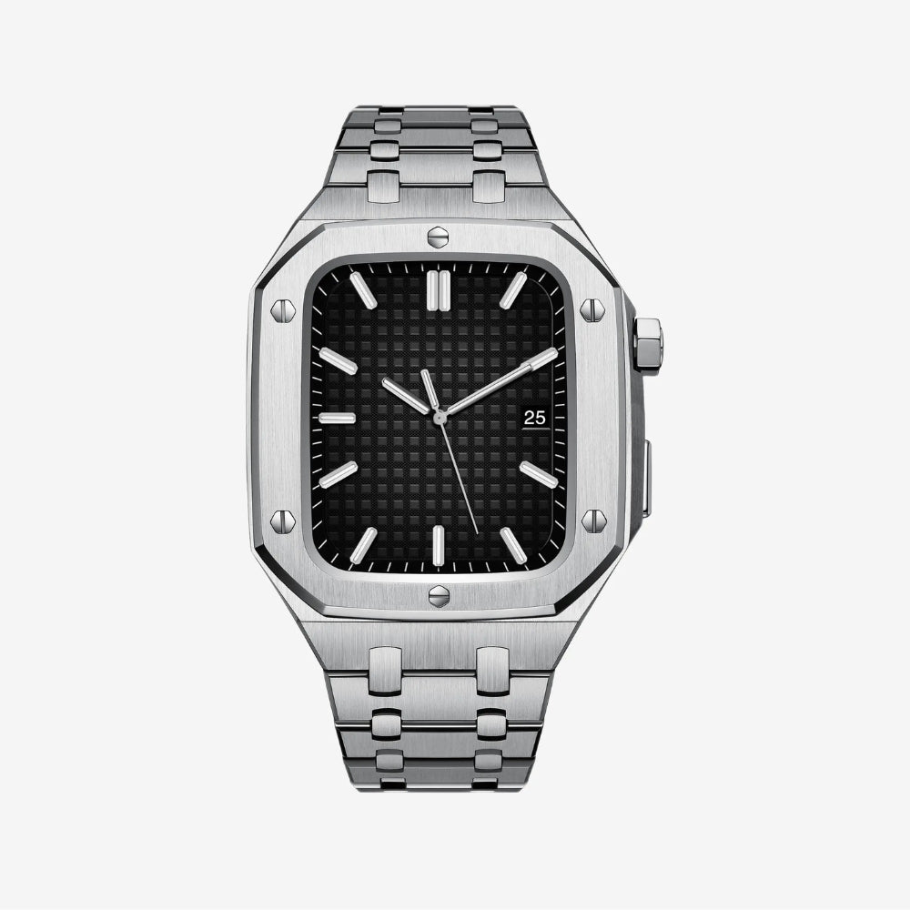 Luxury Stainless Steel Case with Metal Belt (44MM) - Silver