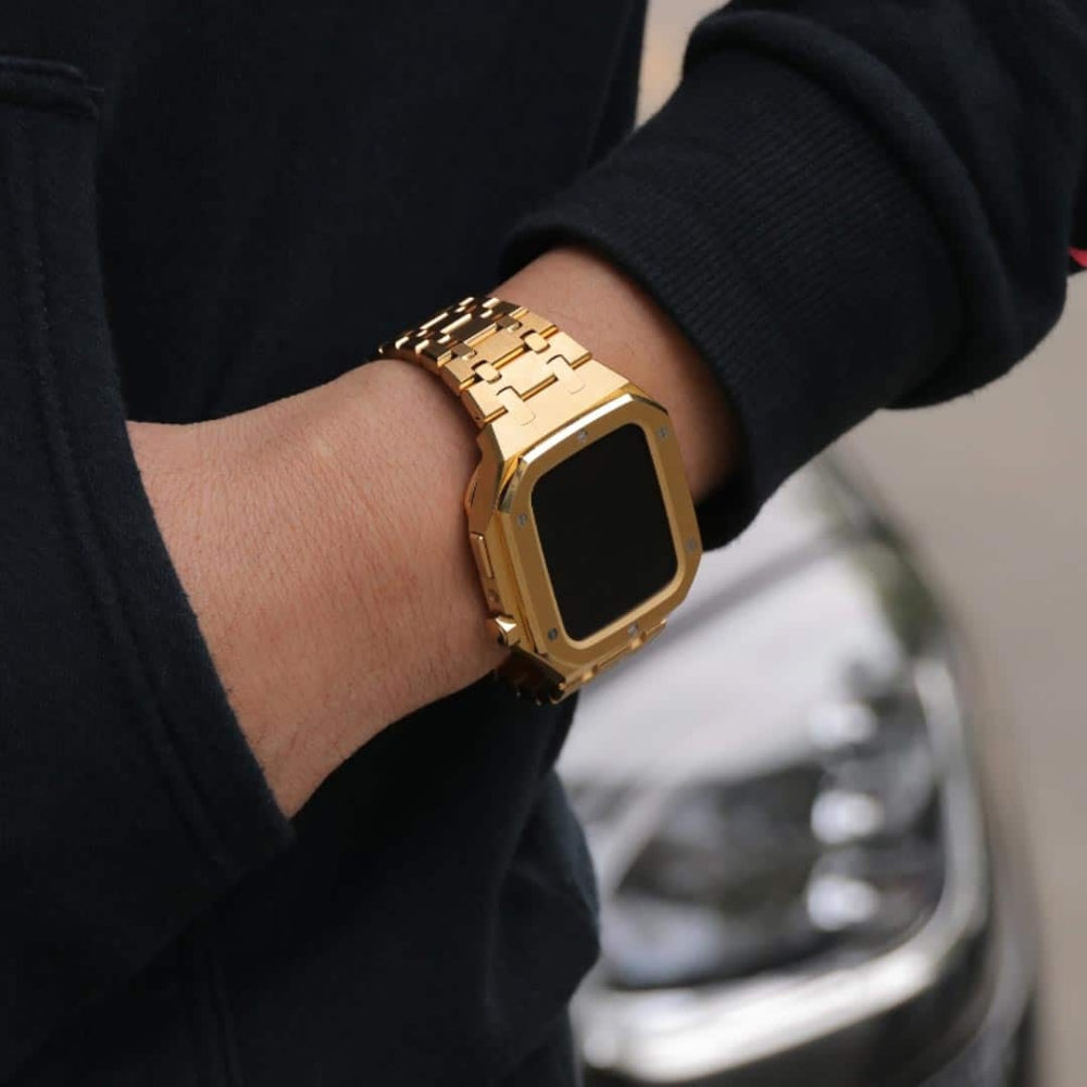 Auriglo Style Luxury Stainless Steel Case with Metal Belt (44MM) – Gold