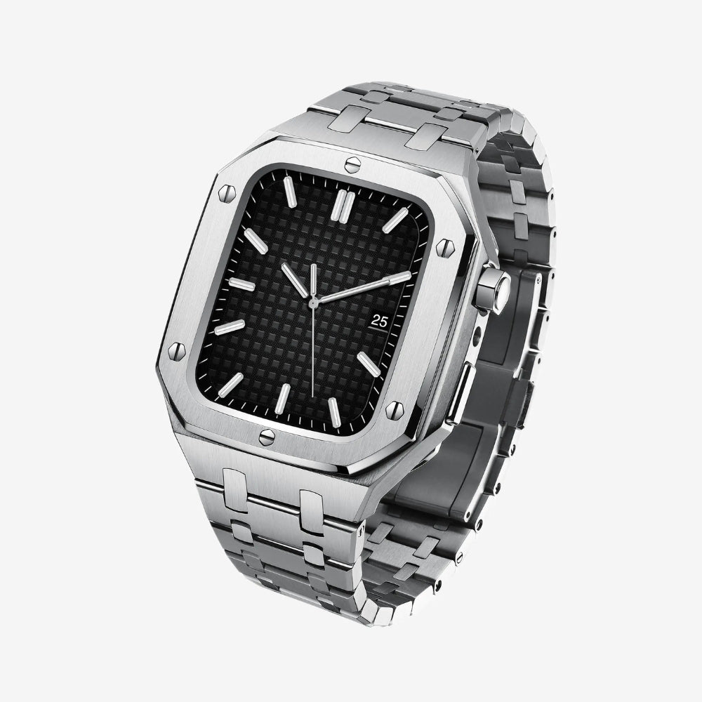 Luxury Stainless Steel Case with Metal Belt (44MM) - Silver
