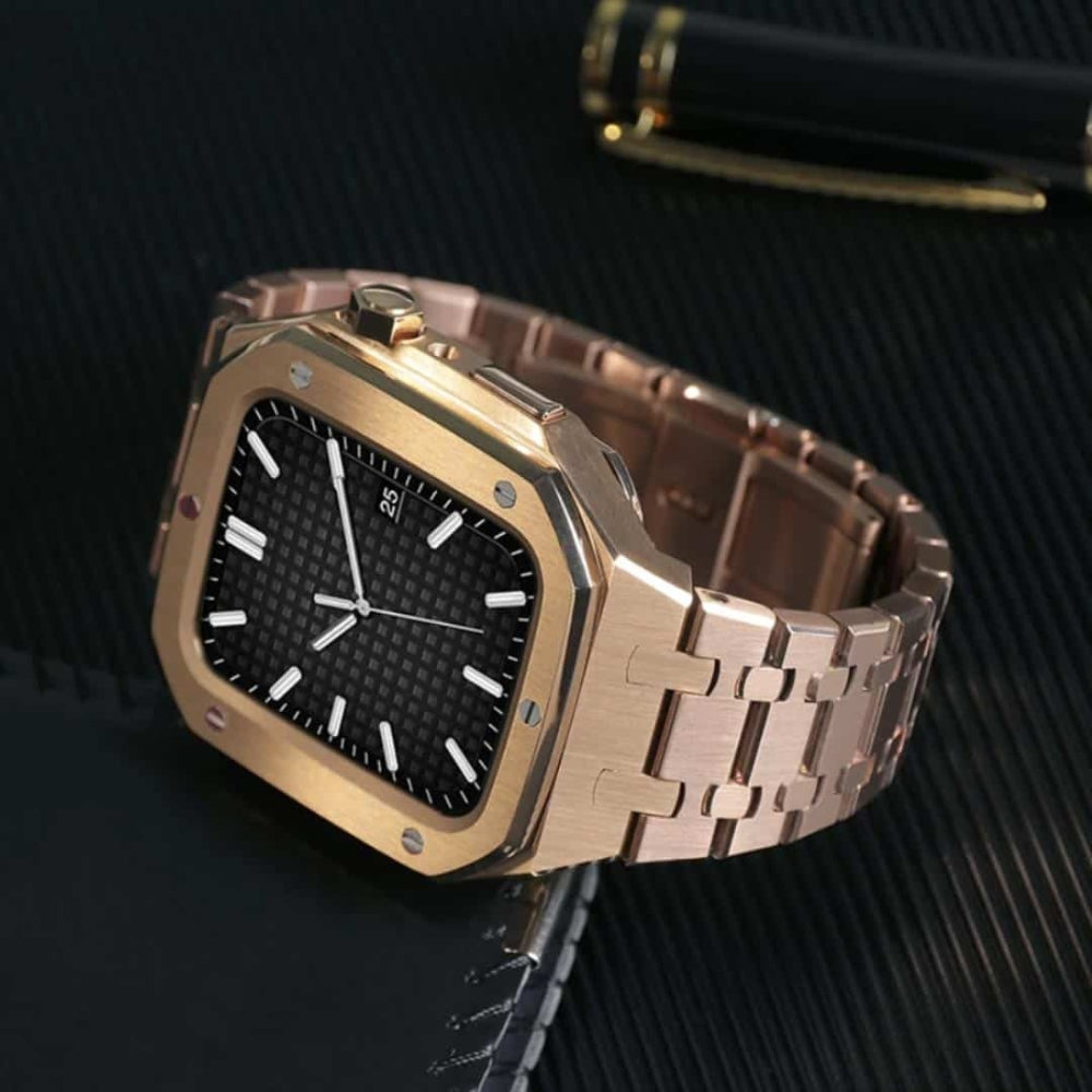 Style Luxury Stainless Steel Case with Metal Belt (44MM) – Rose Gold