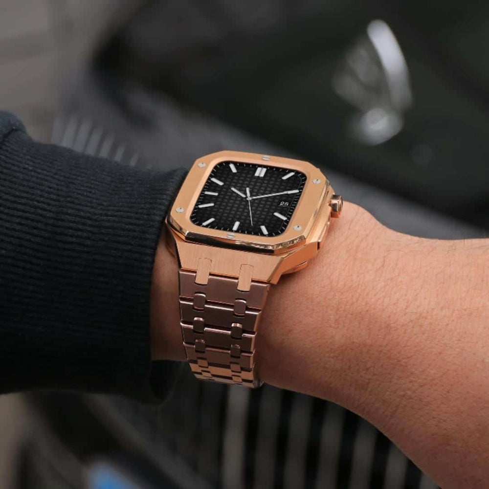 Style Luxury Stainless Steel Case with Metal Belt (44MM) – Rose Gold