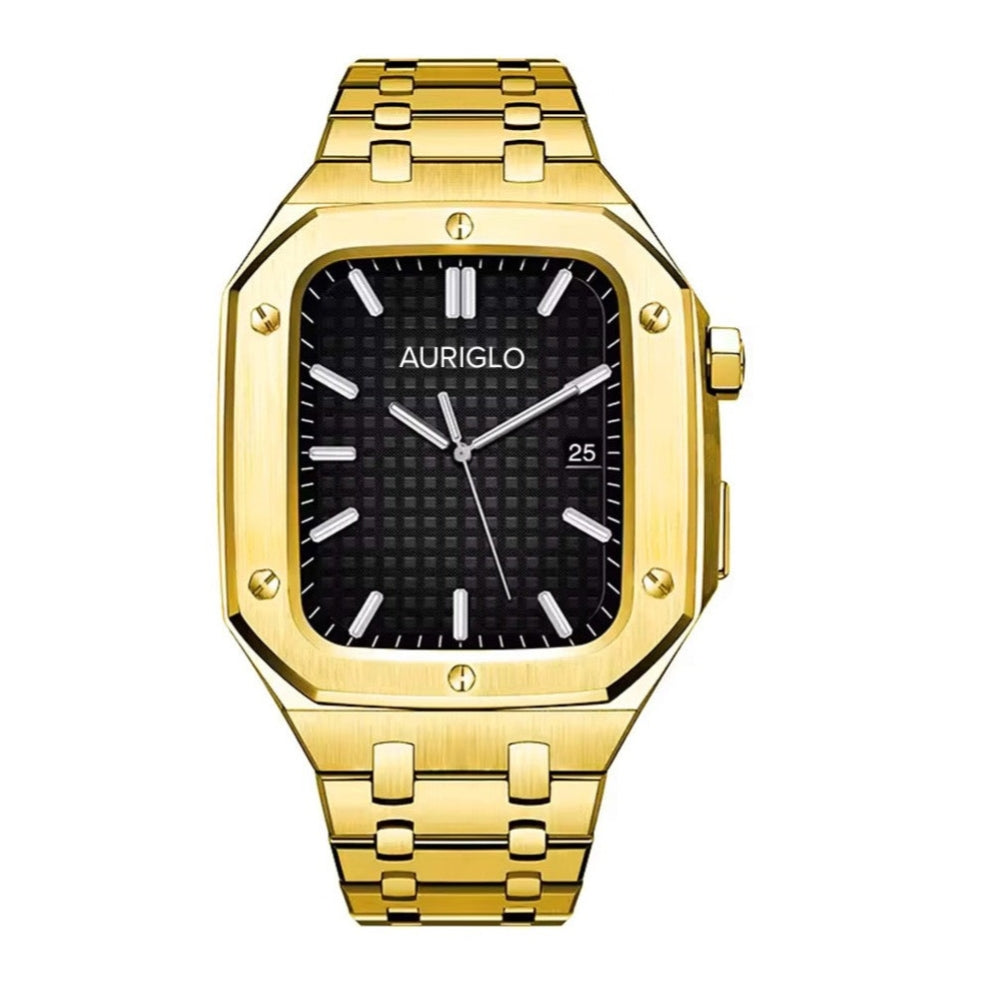 Auriglo Style Luxury Stainless Steel Case with Metal Belt (44MM) – Gold