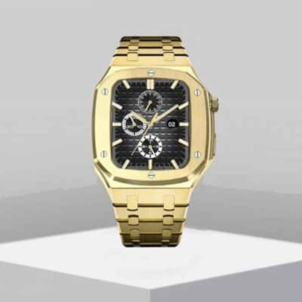 Auriglo Style Luxury Stainless Steel Case with Metal Belt (44MM) – Gold