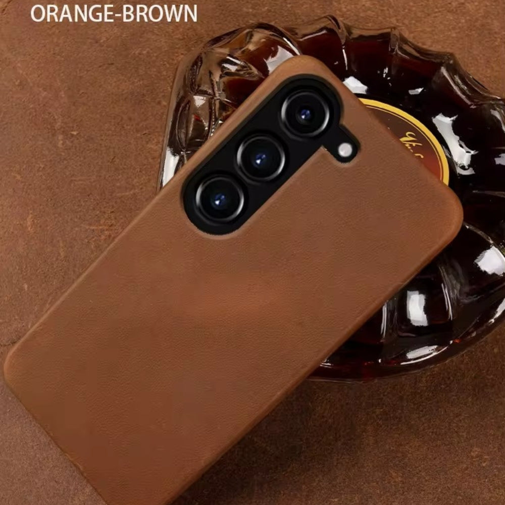 Luxury Real Leather S Series Phone Case For Samsung Flip ( Crazy Horse Pattern )