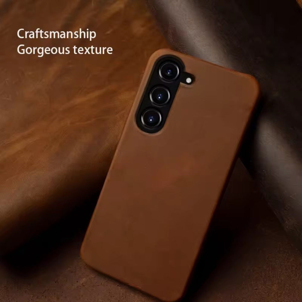 Luxury Real Leather S Series Phone Case For Samsung Flip ( Crazy Horse Pattern )