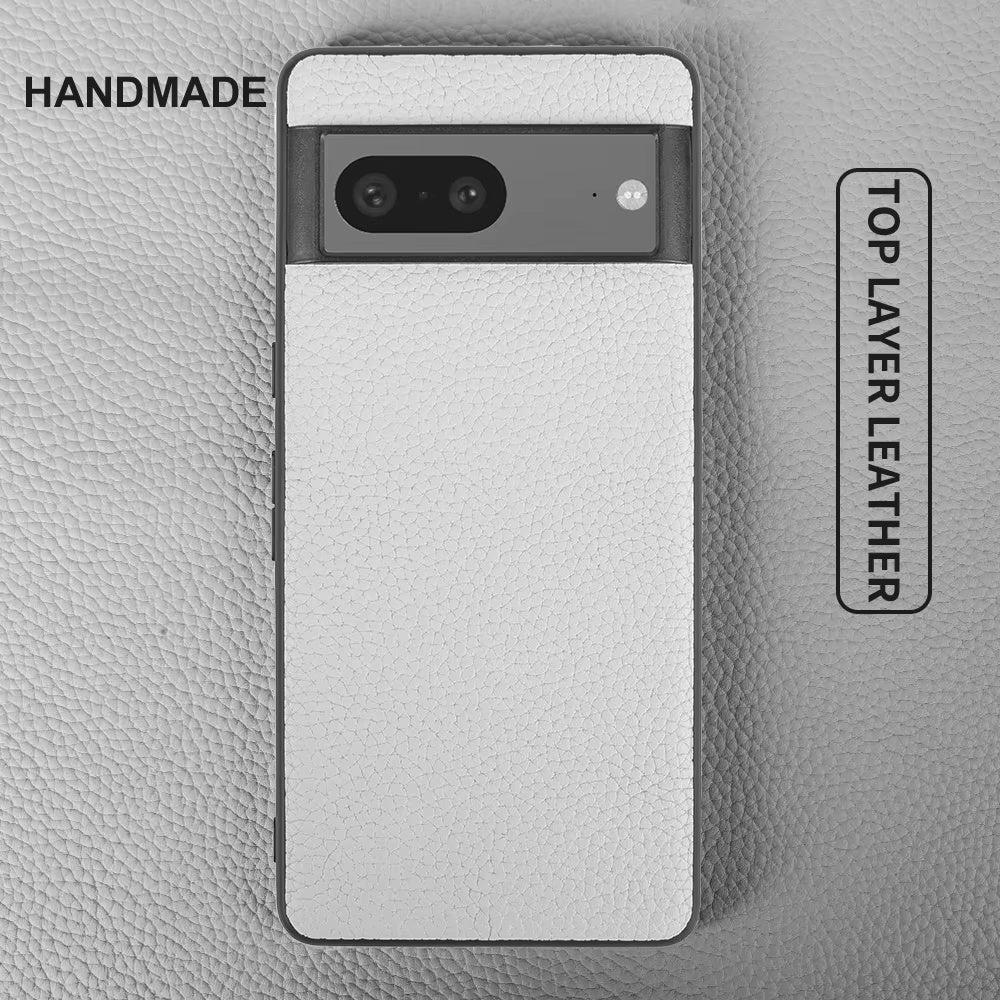 Genuine Leather Case For Google Pixel Phone (lychee pattern)