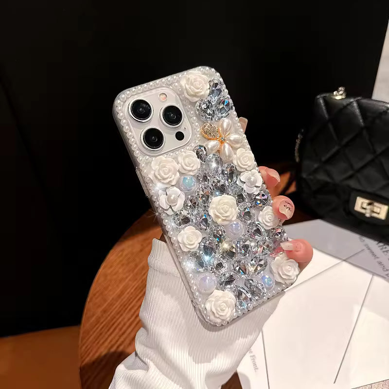 RoseBloom Pearl Crystal Case For iPhone