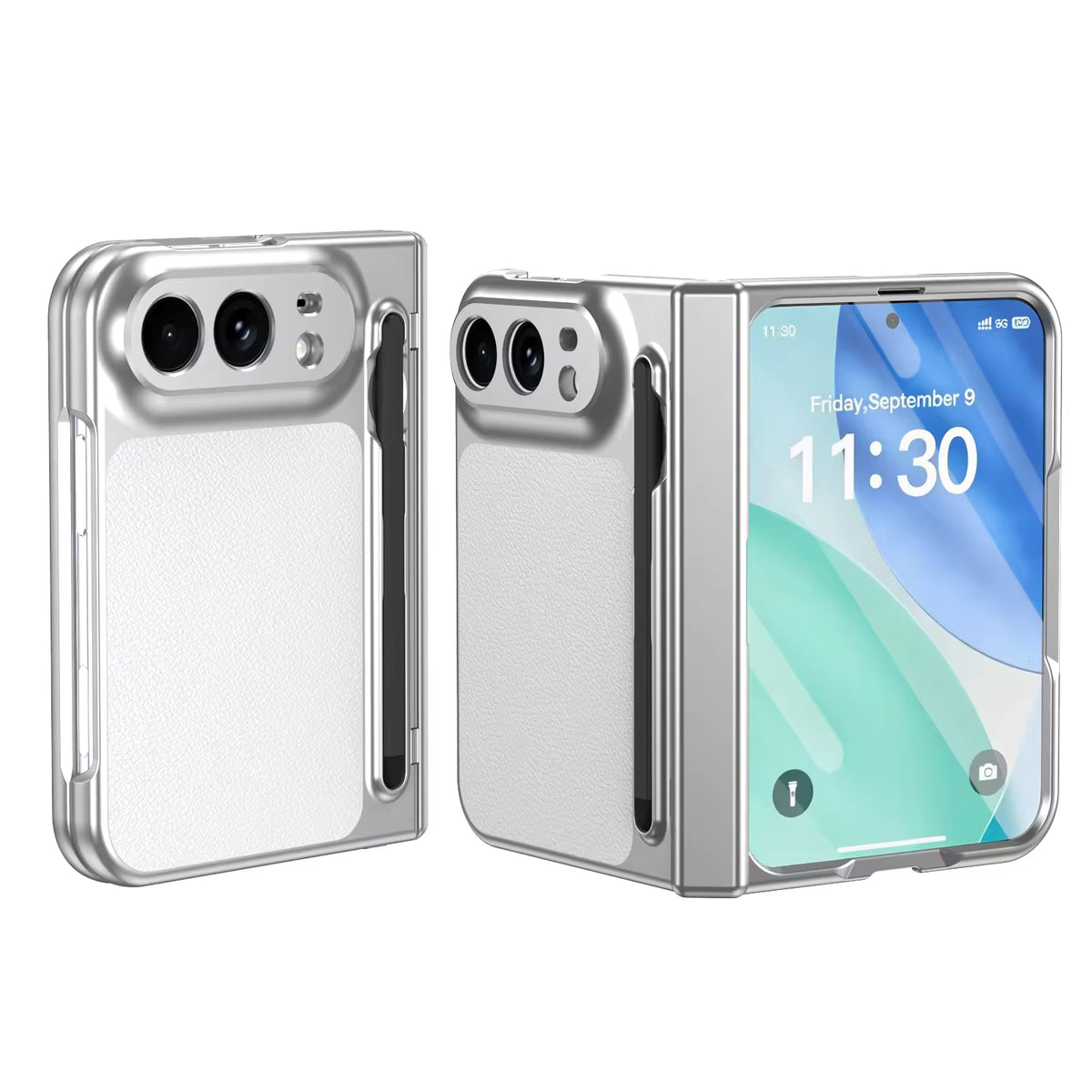PenSlot LeatherTexture Hinge Protection Case For iPhone Duo
