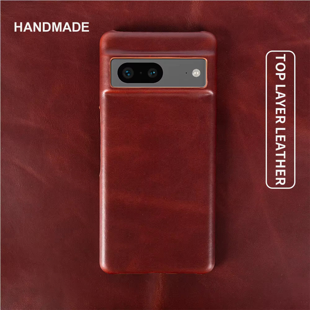 Genuine Leather Case For Google Pixel Phone (Oil Wax Pattern)