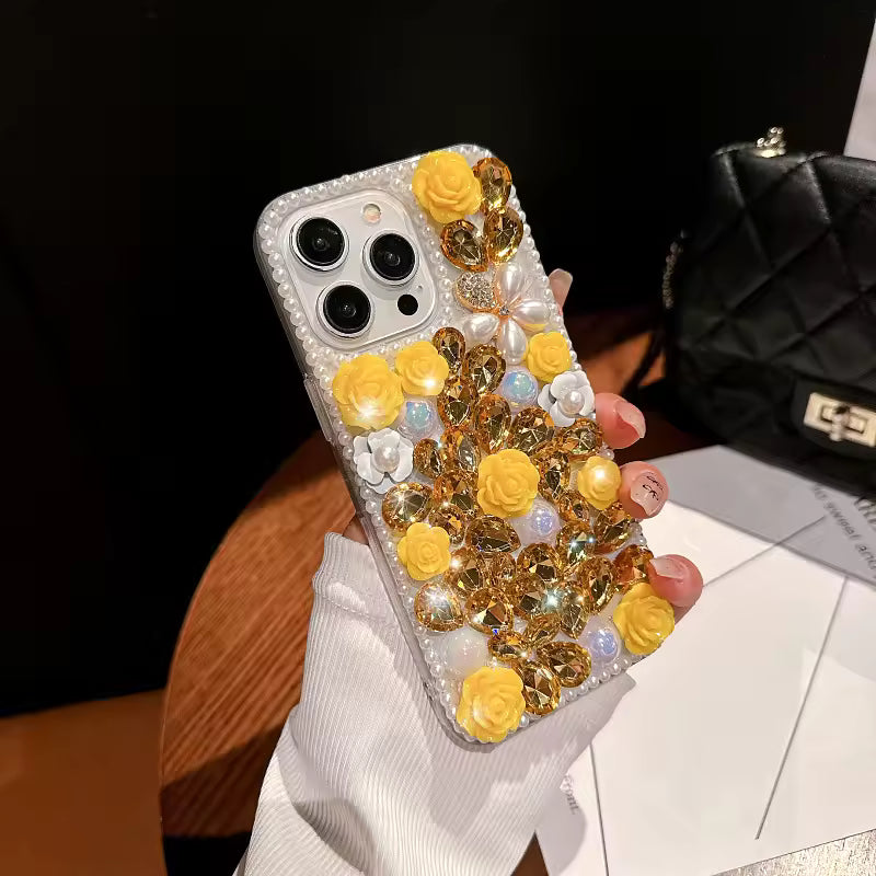 RoseBloom Pearl Crystal Case For iPhone