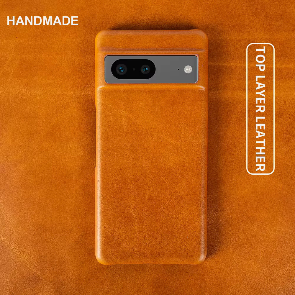 Genuine Leather Case For Google Pixel Phone (Oil Wax Pattern)