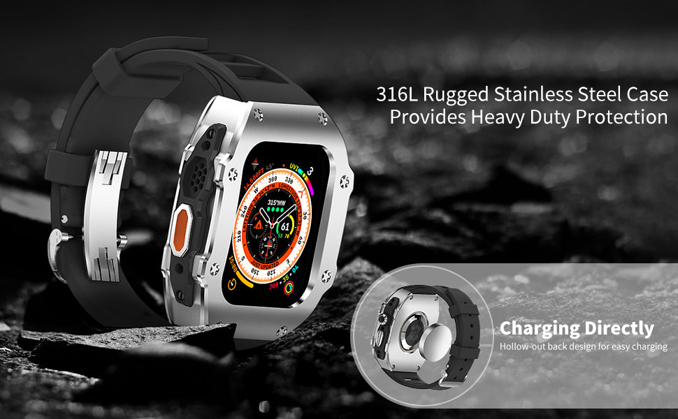 44-45 MM Stainless Steel Case With Silicon Strap