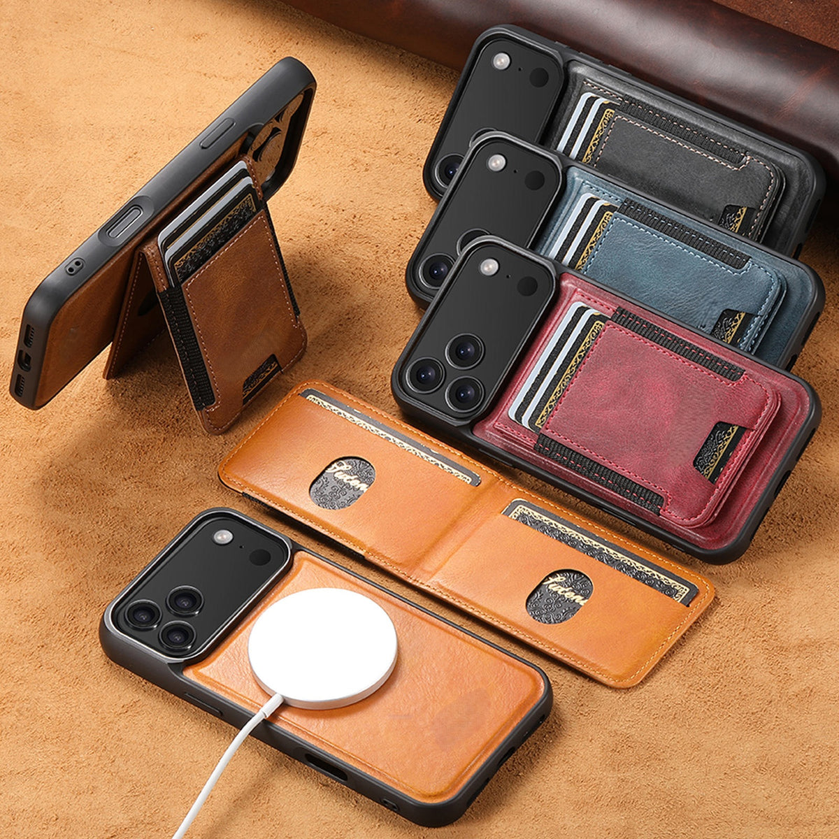 Detachable Card Holder Leather Case for iPhone