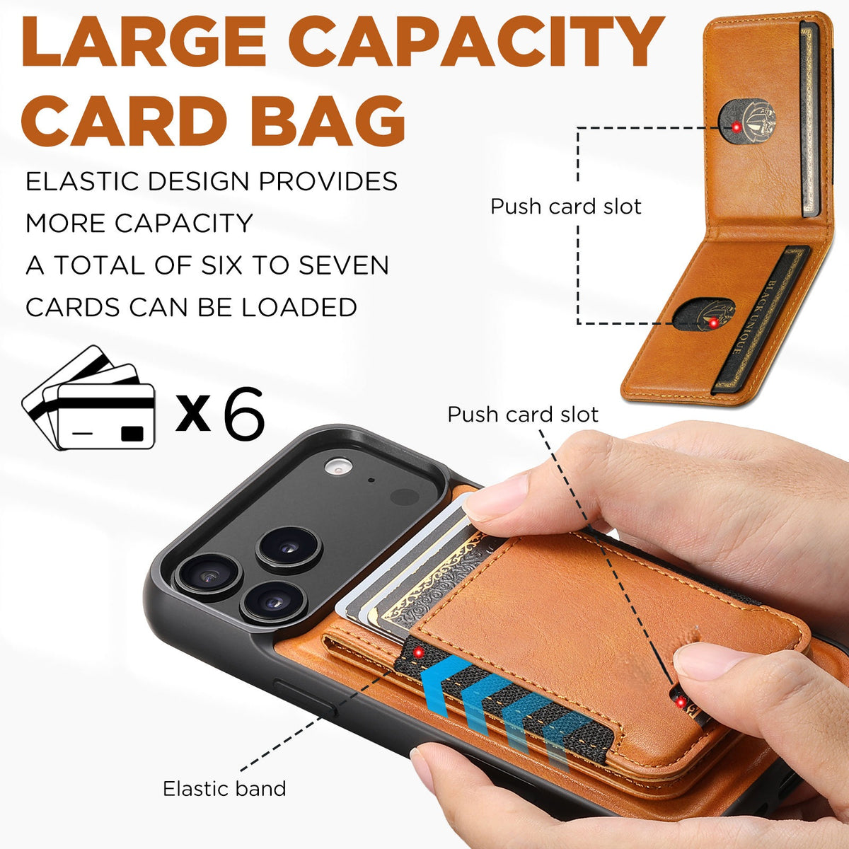 Detachable Card Holder Leather Case for iPhone