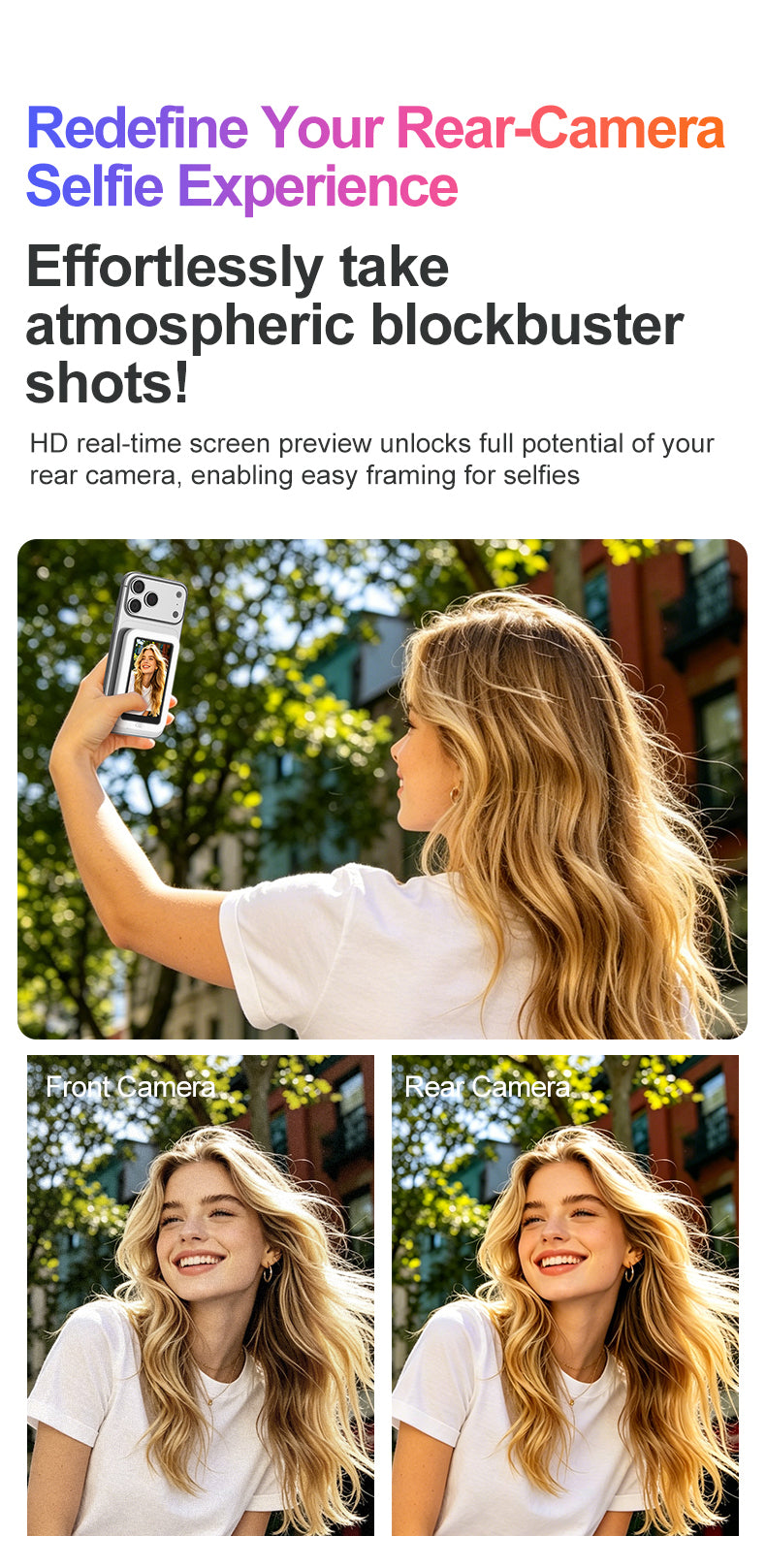 Ultra Fill Light Vlog Monitor Screen for iPhone and Android(wireless & 4k 30 fps recording supported)