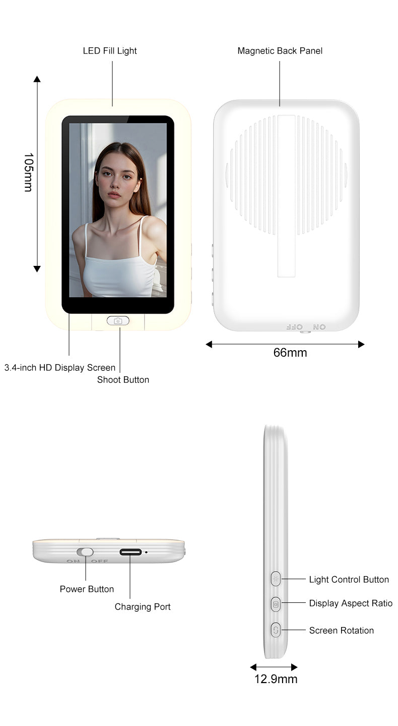 Ultra Fill Light Vlog Monitor Screen for iPhone and Android(wireless & 4k 30 fps recording supported)